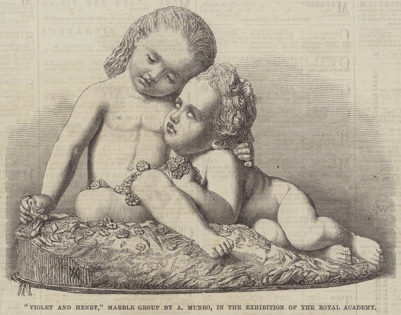 "Violet ja Henry", A Munron marmoriryhmä, Royal Academyn näyttelyssä (kaiverrus) tekijältä English School