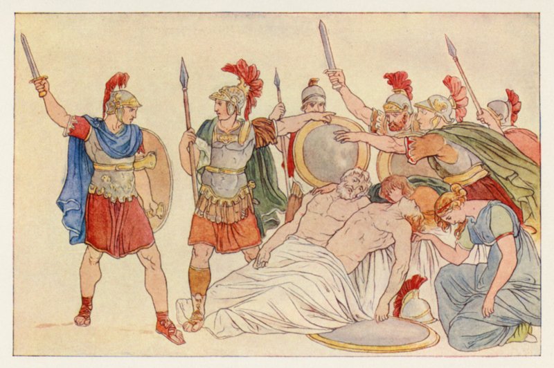Vergilius Aeneid: Käännös Almon ja Galaesuksen ruumiista (värilitho) tekijältä English School