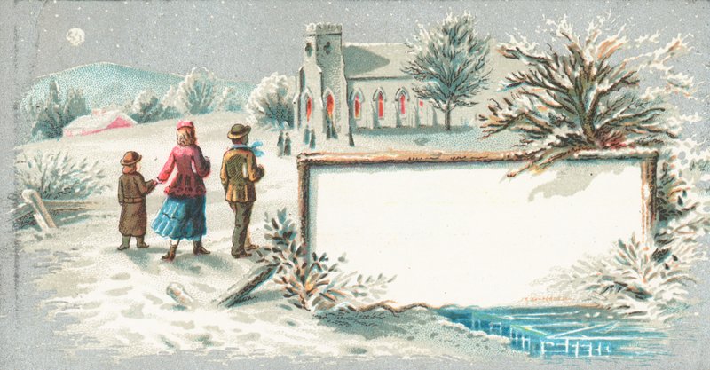Kävely kirkkoon, joulukortti tekijältä English School
