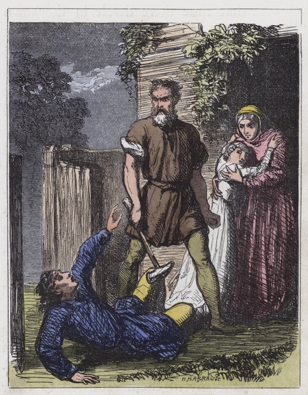 Wat Tyler and the Tax-Gatherer (värillinen kaiverrus) tekijältä English School