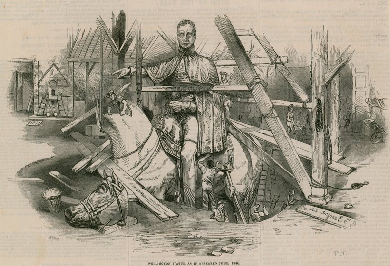 Wellingtonin patsas sellaisena kuin se ilmestyi kesäkuussa 1846 tekijältä English School