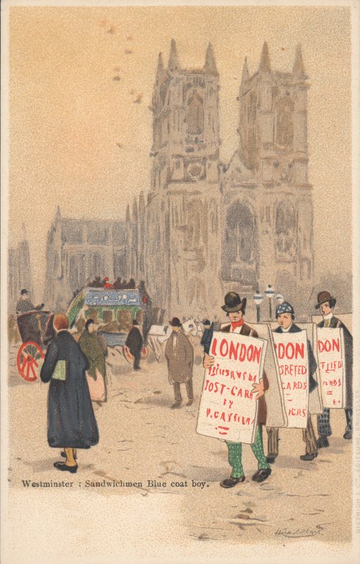 Westminster Abbey, Lontoo, sandwichman, sininen takkipoika tekijältä English School