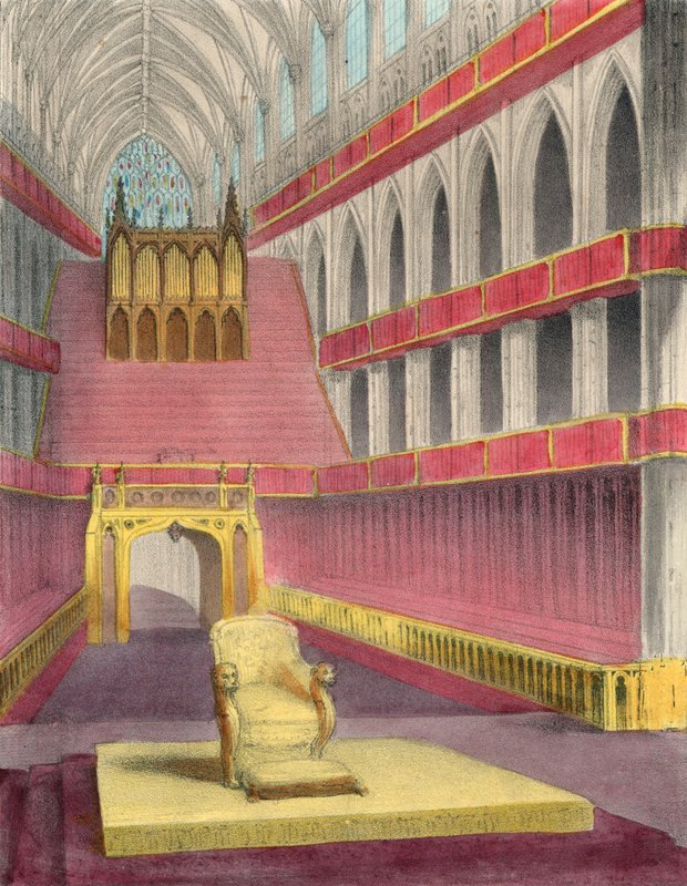 Westminster Abbey, varusteltu kuningatar Victorian kruunajaisia varten tekijältä English School