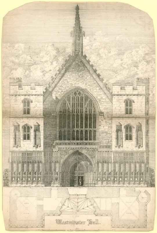 Westminster Hall, Lontoo, mukaan lukien rakennuksen pohjapiirros tekijältä English School