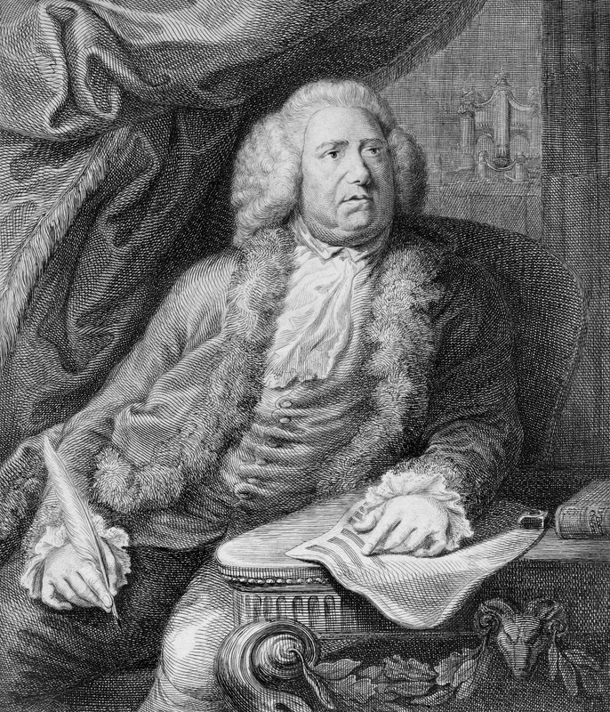 William Boyce, englantilainen säveltäjä ja kuninkaan musiikin mestari (kaiverrus) tekijältä English School