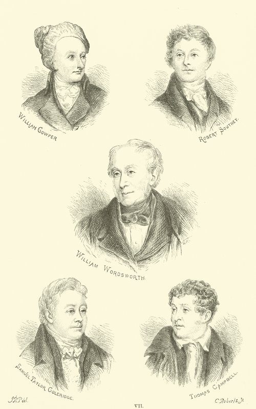 William Cowper, Robert Southey, William Wordsworth, Samuel Taylor Goleridge, Thomas Campbell tekijältä English School
