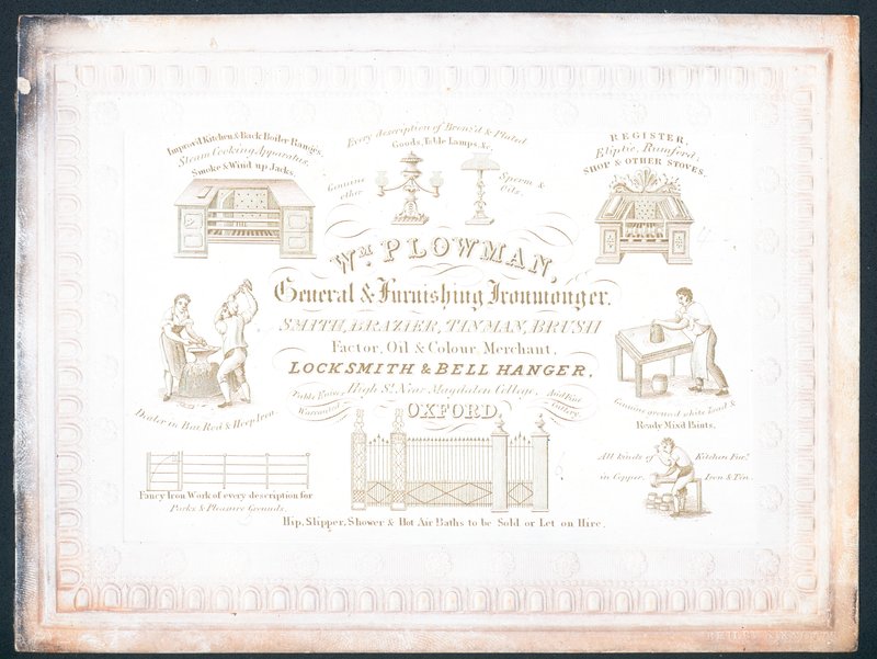 William Plowman, kenraali- ja huonekalukauppias, kauppakortti tekijältä English School
