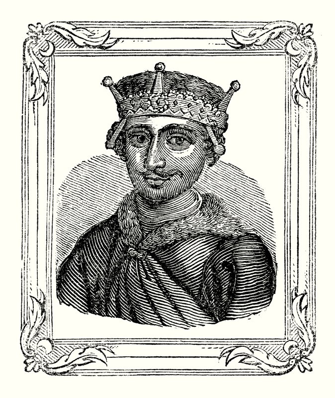 William Rufus syntyi vuonna 1056, kruunattiin vuonna 1087 ja tapettiin vuonna 1100 (kaiverrus). tekijältä English School