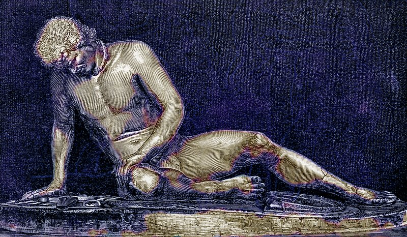 Haavoittunut Gallia, Victor Duruyn kuvitus Rooman historiasta, julkaistu 1884 (digitaalisesti paranneltu kuva) tekijältä English School