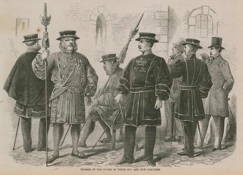 Yeomen of the Guard vanhoissa ja uusissa asuissaan tekijältä English School