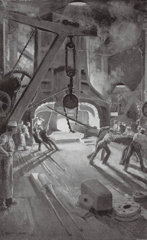 40-tonninen höyryvasara työssä Woolwich Arsenalissa (litografia) tekijältä Enoch Ward