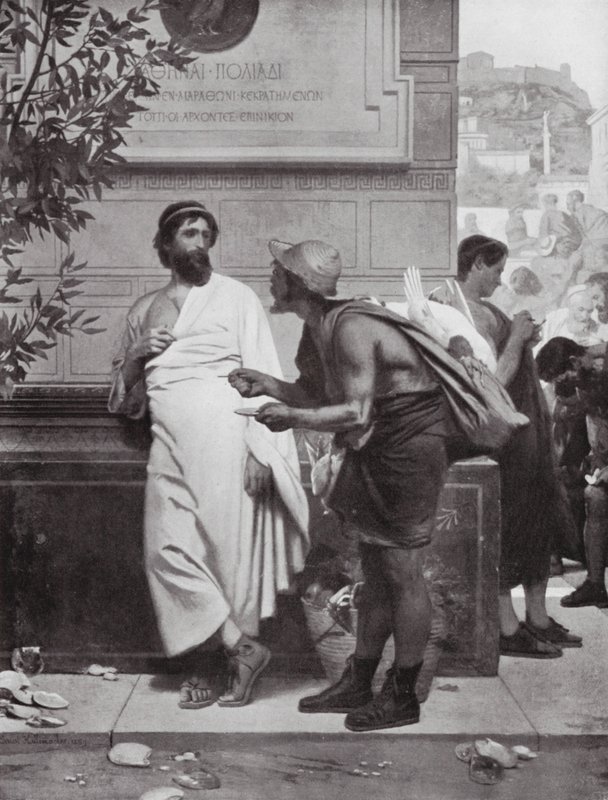 Aristides ja talonpoika (litografia) tekijältä Ernest (1818 87) Hillemacher