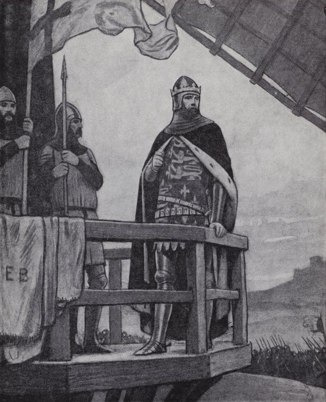 Kuningas Edward III Crecyn taistelussa, Ranskassa, 26. elokuuta 1346 (litho) tekijältä Ernest (after) Board