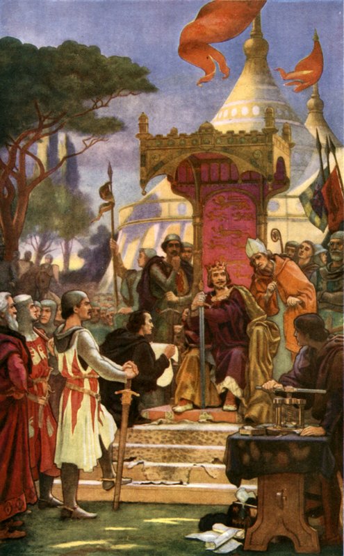 Kuningas Johannes allekirjoittaa Magna Cartan tekijältä Ernest (after) Normand