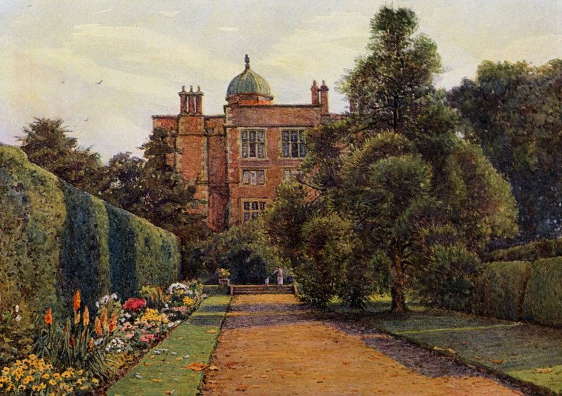 Doddington Hall, lähellä Lincolnia (väri litho) tekijältä Ernest Arthur Rowe