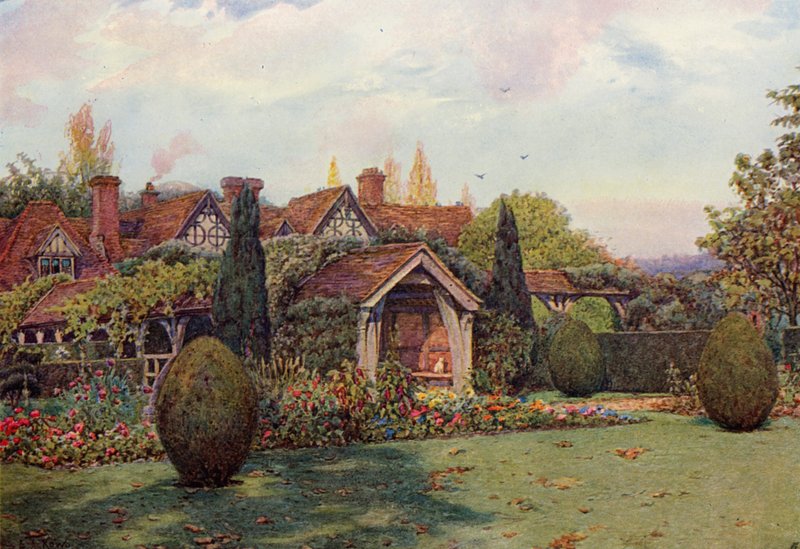 Great Tangley Manor, Surrey (väri litho) tekijältä Ernest Arthur Rowe