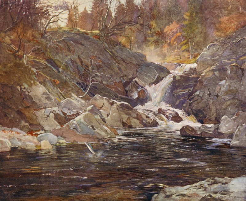 Perthshiren sivukylki (värilitografia) tekijältä Ernest Edward Briggs