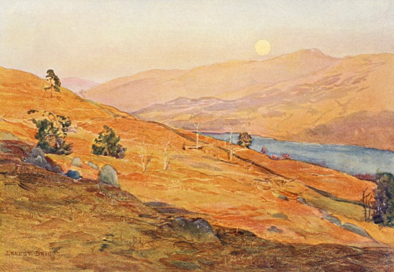 Huhtikuinen ilta Loch Tay Side (värilitografia) tekijältä Ernest Edward Briggs