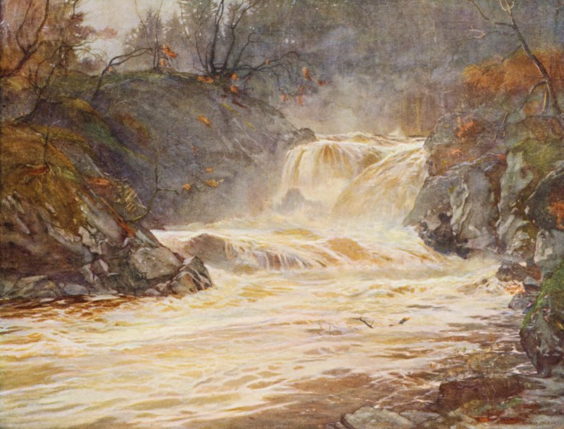 Lochayn putoukset tulvassa (värilitro) tekijältä Ernest Edward Briggs