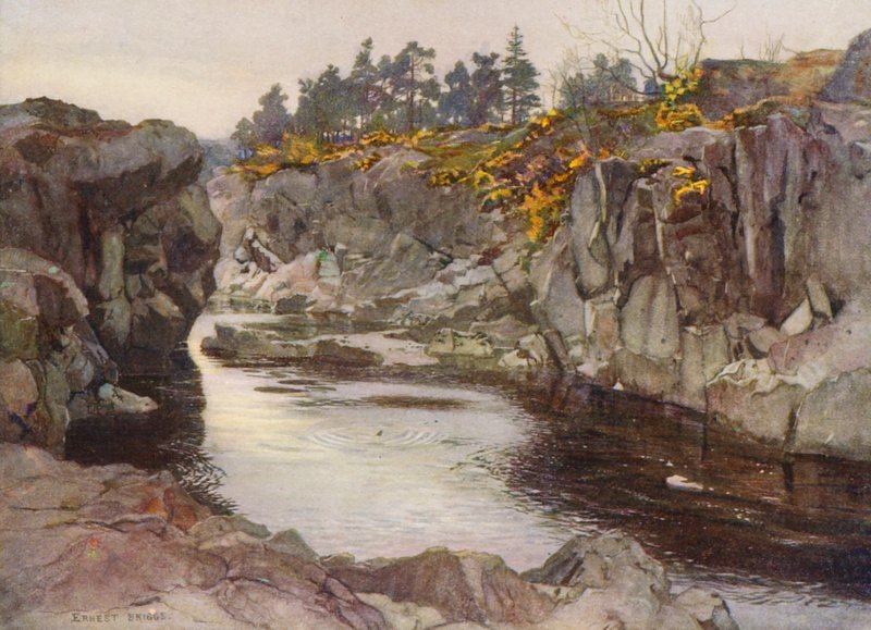Linnin alapuolella oleva rotko (värilitro) tekijältä Ernest Edward Briggs