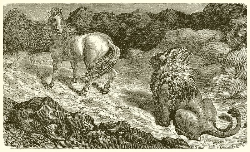 Hevonen ja leijona tekijältä Ernest Henry Griset
