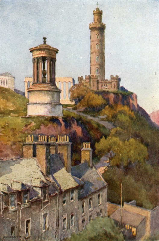 Calton Hill (väri litho) tekijältä Ernest William Haslehust