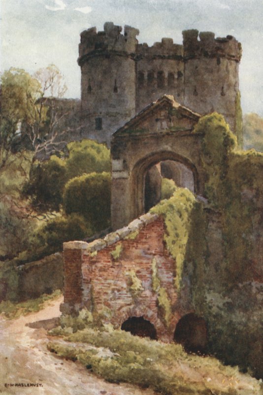 Carisbrooke Castle (väri litho) tekijältä Ernest William Haslehust