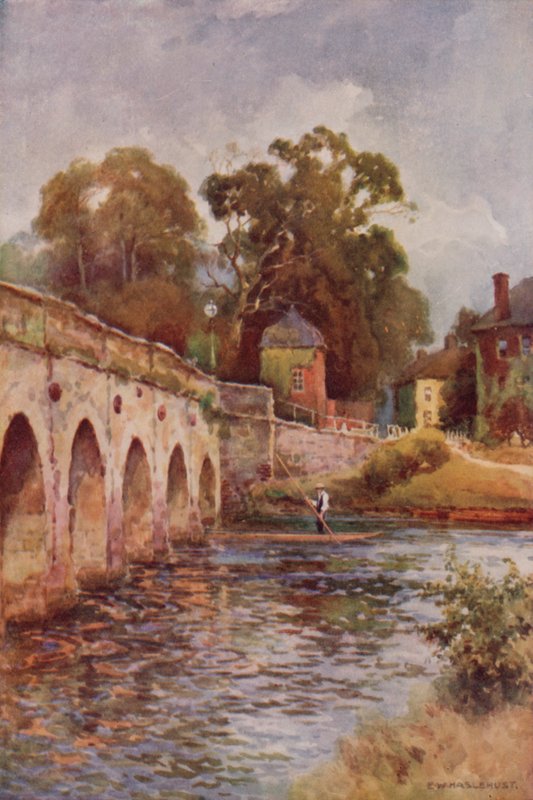 Clopton Bridge, Stratford-on-Avon (väri litho) tekijältä Ernest William Haslehust