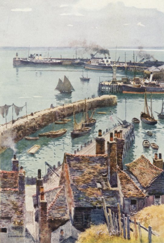 Folkestonen satama Eastcliffestä (väri litho) tekijältä Ernest William Haslehust