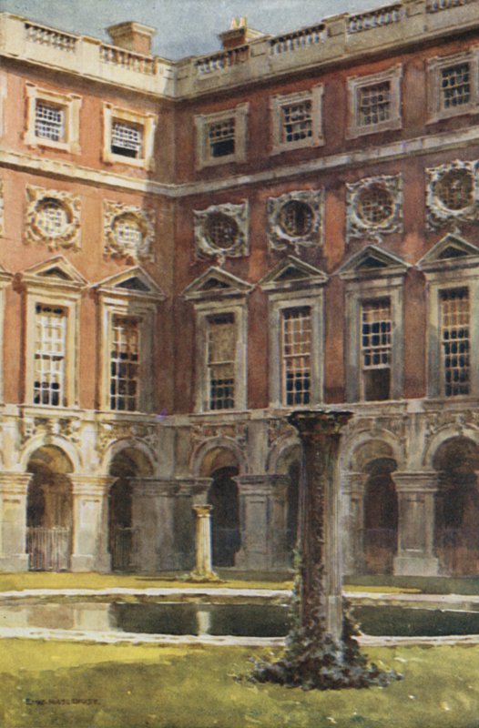 Fountain Court (väri litho) tekijältä Ernest William Haslehust