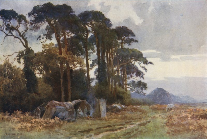Mustalaiset Coldharbourissa (väri litho) tekijältä Ernest William Haslehust