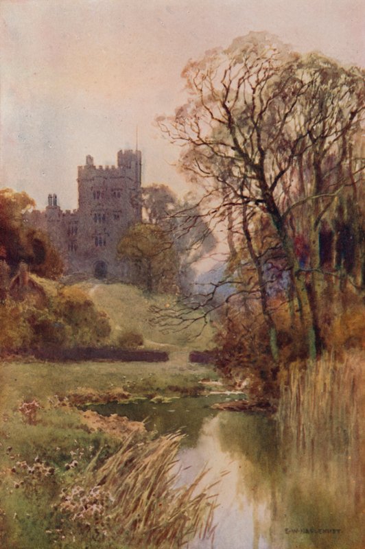 Haddon Hall (väri litho) tekijältä Ernest William Haslehust