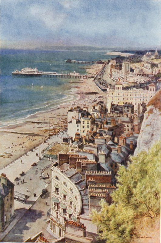 Hastings ja St. Leonards linnasta (väri litho) tekijältä Ernest William Haslehust