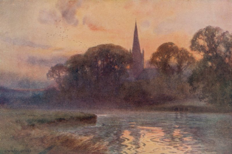 Holy Trinity Church, Stratford-on-Avon (väri litho) tekijältä Ernest William Haslehust
