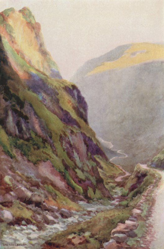 Honister Pass Dawn (väri litho) tekijältä Ernest William Haslehust