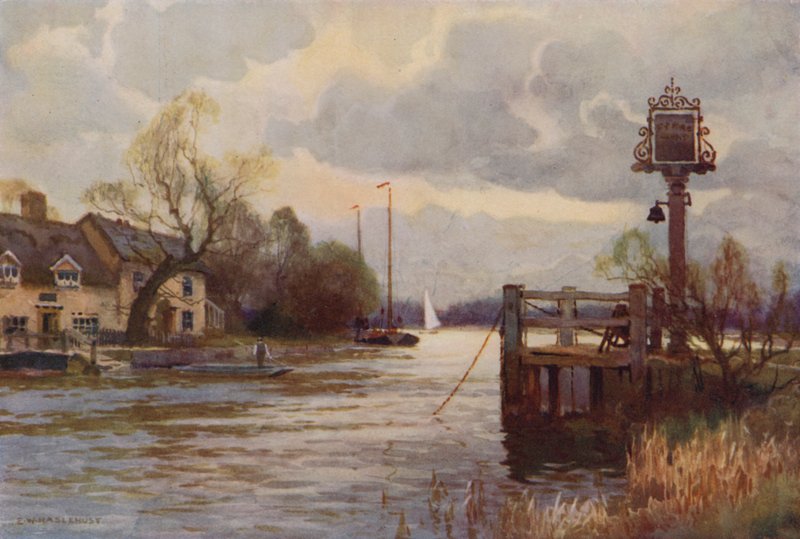 Horning Ferry (väri litho) tekijältä Ernest William Haslehust