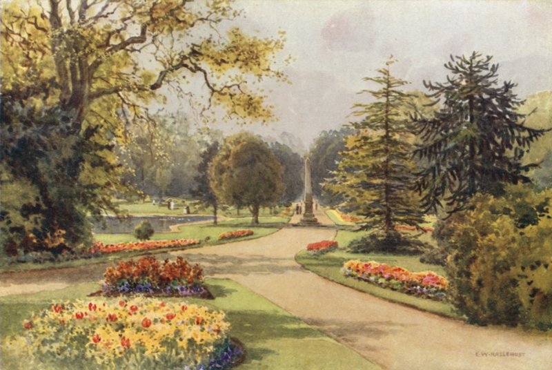 Jephson Gardensissa, Leamingtonissa (väri litho) tekijältä Ernest William Haslehust