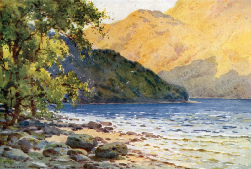Inverbeg: Loch Lomondilla, vastapäätä Rowardennania (väri litho) tekijältä Ernest William Haslehust