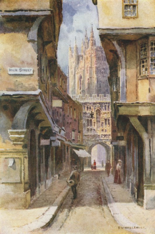 Mercery Lane (väri litho) tekijältä Ernest William Haslehust