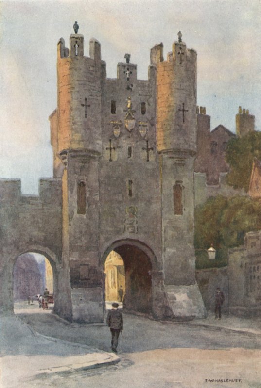 Micklegate Bar (väri litho) tekijältä Ernest William Haslehust