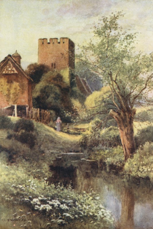 Monnington Church (väri litho) tekijältä Ernest William Haslehust