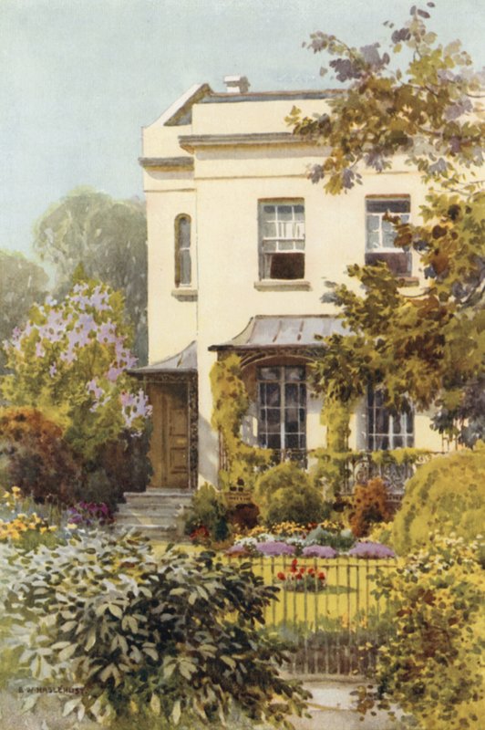 Nathaniel Hawthornen talo, Leamington (väri litho) tekijältä Ernest William Haslehust