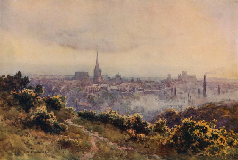 Norwich Mousehold Heathistä (väri litho) tekijältä Ernest William Haslehust