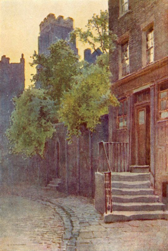 Old Barrack Yard, Belgravia (väri litho) tekijältä Ernest William Haslehust