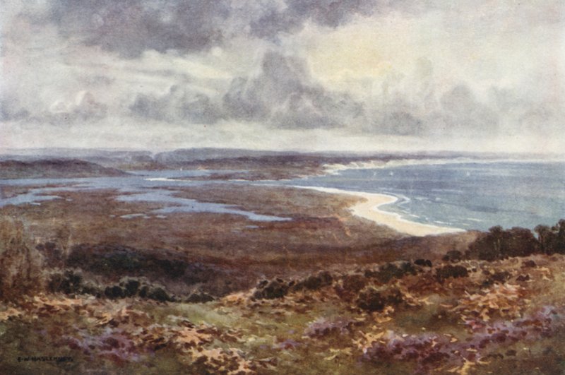 Poolen satama Studlandista (väri litho) tekijältä Ernest William Haslehust
