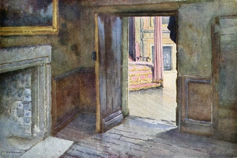 Kuningatar Marian ehtoollishuone, Holyrood Palace (väri litho) tekijältä Ernest William Haslehust