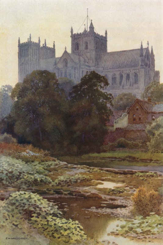 Ripon Minster joelta (väri litho) tekijältä Ernest William Haslehust