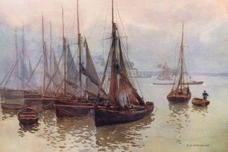 Thames-joki: Gravesend (värilitografia). tekijältä Ernest William Haslehust