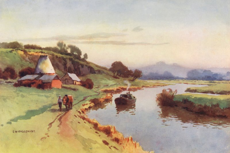Thames-joki: Sutton Bridgeltä (värilitro). tekijältä Ernest William Haslehust