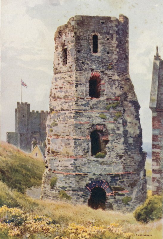 Roman Pharos, Doverin linna (väri litho) tekijältä Ernest William Haslehust